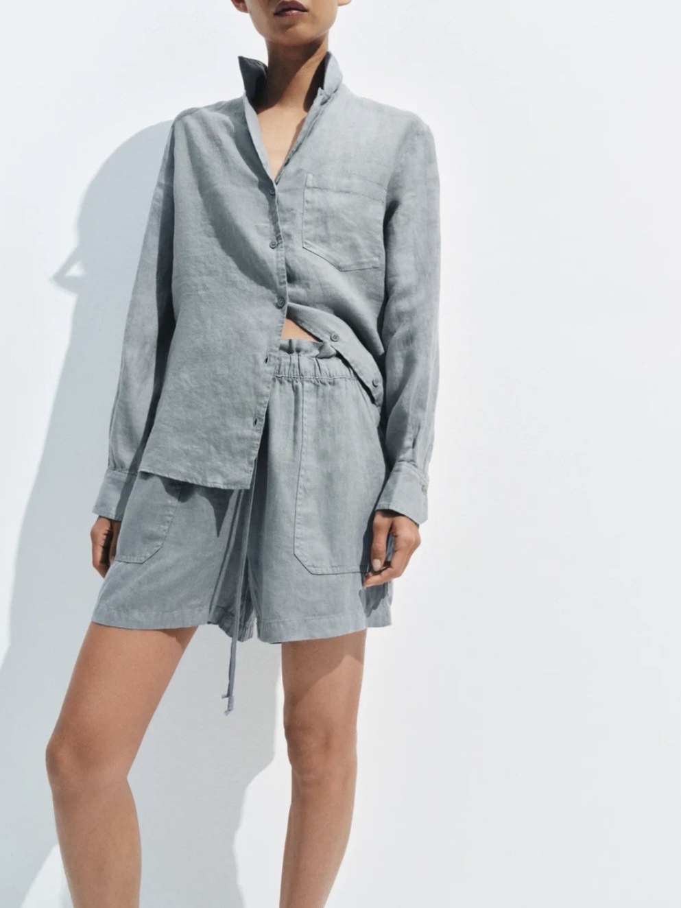 100% Linen Shirt And Shorts Set